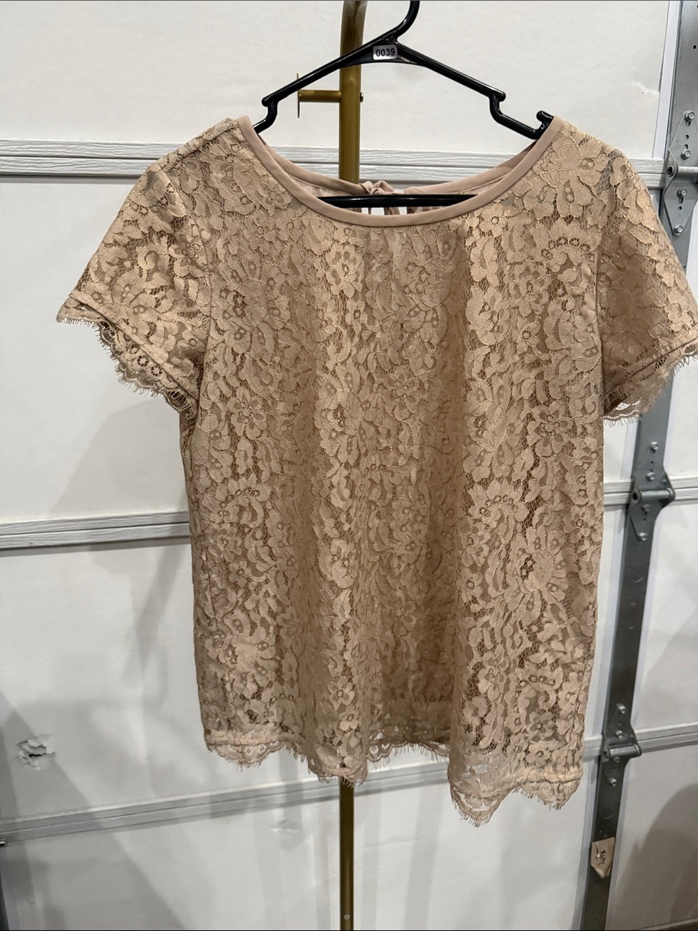 Joie Lace Short Sleeve Top - Beige